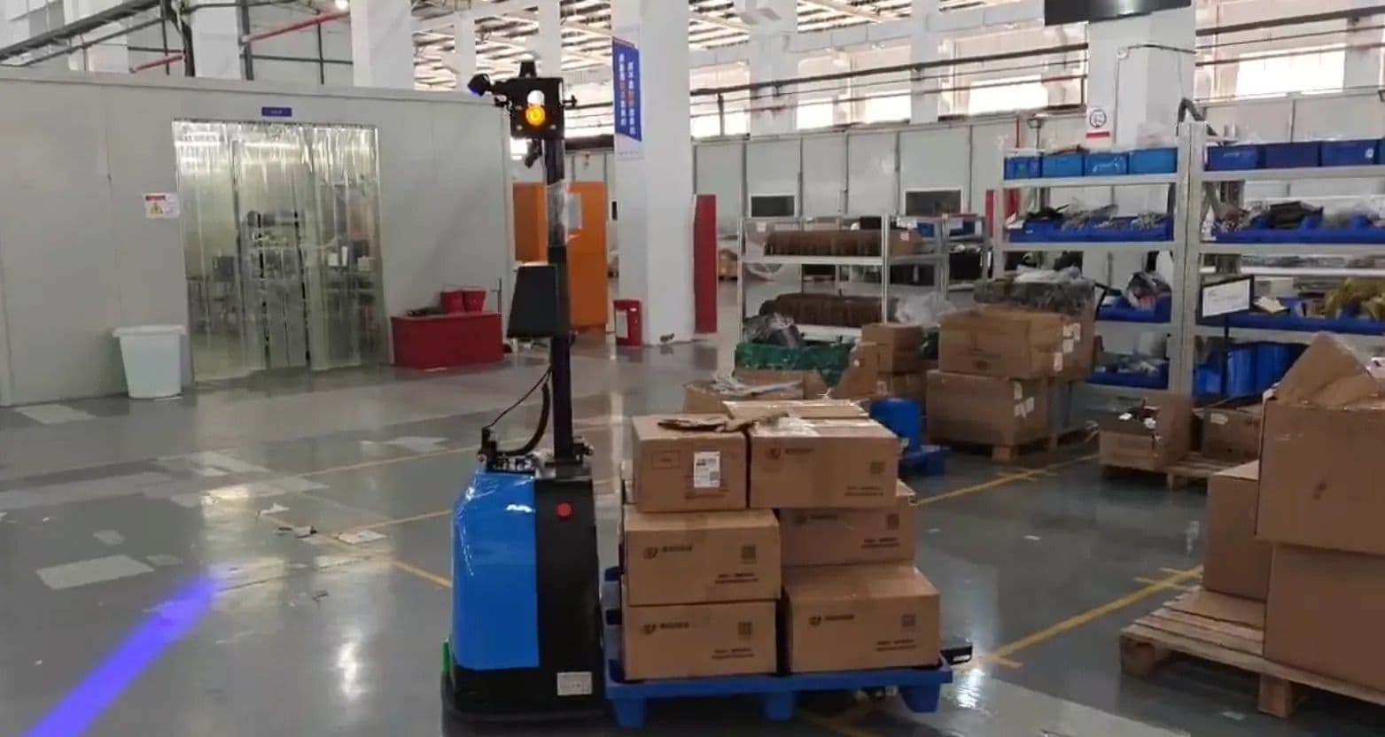 pallet jack robot moving a load