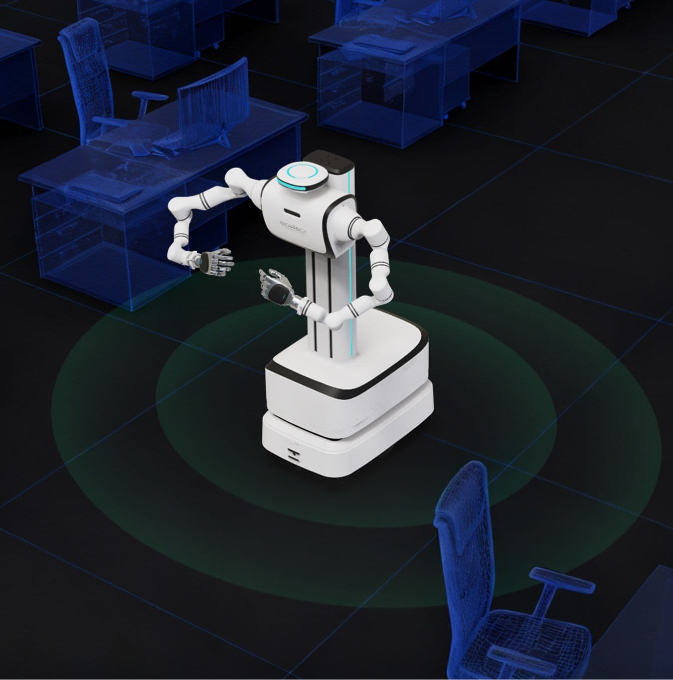 dex moving autonomously through an office